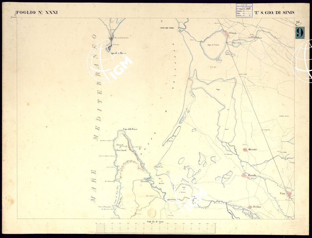 ATLANTE DELL'ISOLA DI SARDEGNA ALLA SCALA DI 1 AL 50.000 - FOGLIO XXXI TORRE S. GIOVANNI DI SINIS.