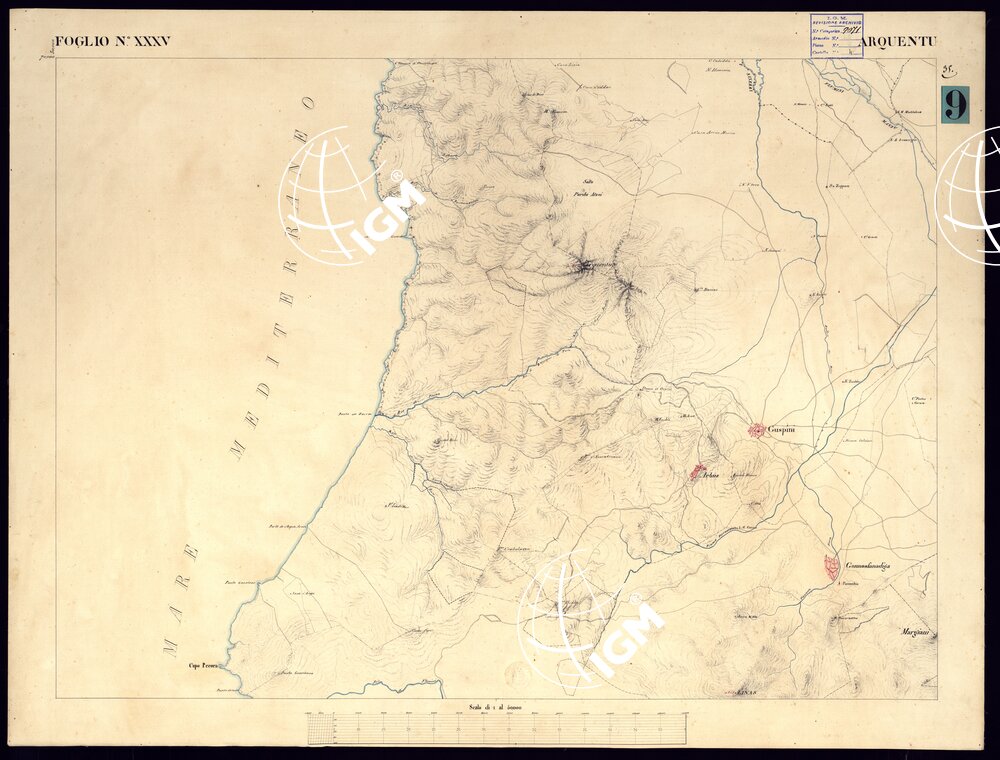 ATLANTE DELL'ISOLA DI SARDEGNA ALLA SCALA DI 1 AL 50.000 - FOGLIO XXXV ARQUENTU.