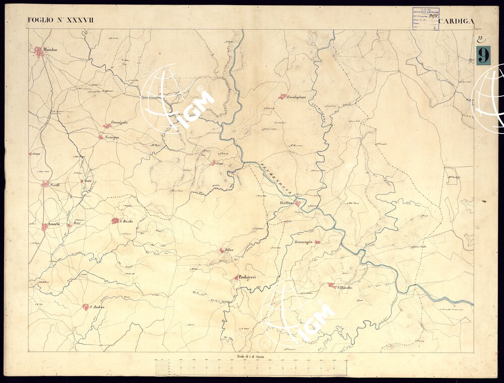 ATLANTE DELL'ISOLA DI SARDEGNA ALLA SCALA DI 1 AL 50.000 - FOGLIO XXXVII CARDIGA.