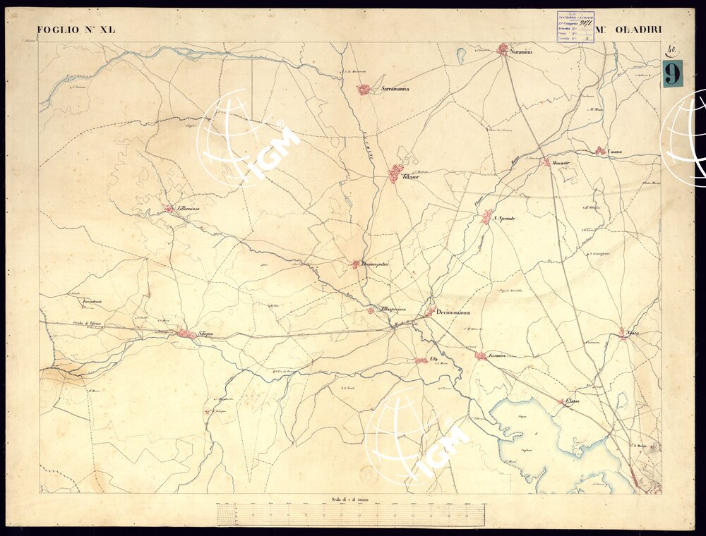 ATLANTE DELL'ISOLA DI SARDEGNA ALLA SCALA DI 1 AL 50.000 - FOGLIO XL MONTE OLADIRI