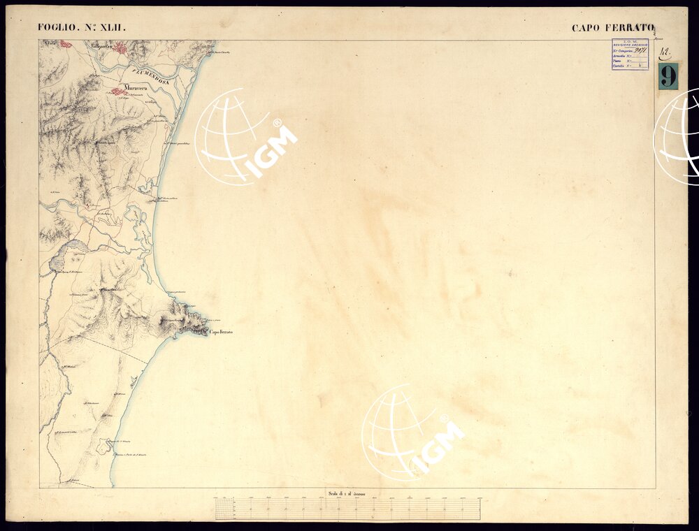 ATLANTE DELL'ISOLA DI SARDEGNA ALLA SCALA DI 1 AL 50.000 - FOGLIO XLII CAPO FERRATO.