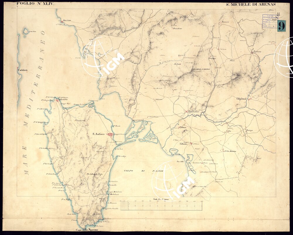 ATLANTE DELL'ISOLA DI SARDEGNA ALLA SCALA DI 1 AL 50.000 - FOGLIO XLIV SAN MICHELE DI ARENAS.