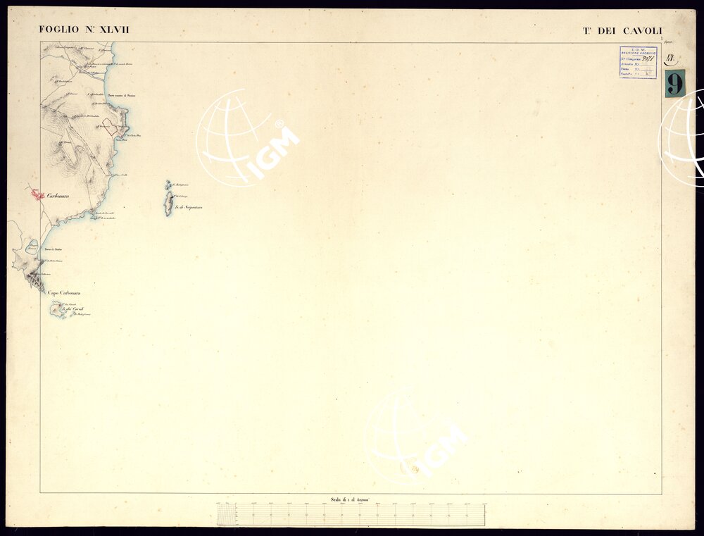 ATLANTE DELL'ISOLA DI SARDEGNA ALLA SCALA DI 1 AL 50.000 - FOGLIO XLVII TORRE DEI CAVOLI.