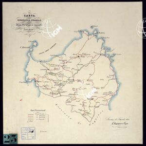 CARTA COROGRAFICA STRADALE DELLA PROVINCIA DI SASSARI SCALA DI 1 .500 M.