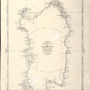 PORTOLANO DELLA SARDEGNA - CARTA IDROGRAFICA DELLA SARDEGNA LEVATA DAL CAVALIERE GIUSEPPE ALBINI CAPITANO DI VASCELLO NELLA MARINA DI S.M. SARDA - QUADRO D'INSIEME.