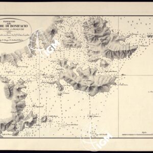 PORTOLANO DELLA SARDEGNA - CARTA IDROGRAFICA DELLA SARDEGNA LEVATA DAL CAVALIERE GIUSEPPE ALBINI CAPITANO DI VASCELLO NELLA MARINA DI S.M. SARDA - PASSAGGIO DELLE BOCCHE DI BONIFACIO DA LEVANTE A PONENTE TAVOLA XIII.