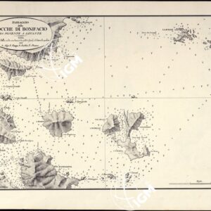 PORTOLANO DELLA SARDEGNA - CARTA IDROGRAFICA DELLA SARDEGNA LEVATA DAL CAVALIERE GIUSEPPE ALBINI CAPITANO DI VASCELLO NELLA MARINA DI S.M. SARDA - PASSAGGIO DELLE BOCCHE DI BONIFACIO DA PONENTE A LEVANTE TAVOLA XIV.