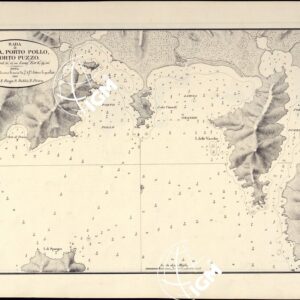 PORTOLANO DELLA SARDEGNA - CARTA IDROGRAFICA DELLA SARDEGNA LEVATA DAL CAVALIERE GIUSEPPE ALBINI CAPITANO DI VASCELLO NELLA MARINA DI S.M. SARDA - RADA DI LISCIA, PORTO POLLO, E PORTO PUZZO TAVOLA XVII.