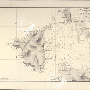 PORTOLANO DELLA SARDEGNA - CARTA IDROGRAFICA DELLA SARDEGNA LEVATA DAL CAVALIERE GIUSEPPE ALBINI CAPITANO DI VASCELLO NELLA MARINA DI S.M. SARDA - PASSAGGIO DELL'ISOLA DI S. PIETRO TAVOLA XXVI.