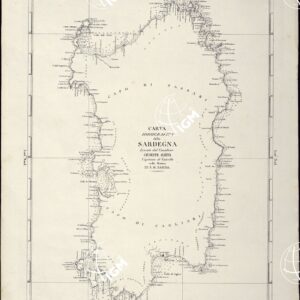 PORTOLANO DELLA SARDEGNA - CARTA IDROGRAFICA DELLA SARDEGNA LEVATA DAL CAVALIERE GIUSEPPE ALBINI CAPITANO DI VASCELLO NELLA MARINA DI S.M. SARDA - QUADRO D'INSIEME.