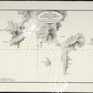 PORTOLANO DELLA SARDEGNA - CARTA IDROGRAFICA DELLA SARDEGNA LEVATA DAL CAVALIERE GIUSEPPE ALBINI CAPITANO DI VASCELLO NELLA MARINA DI S.M. SARDA - PIANO DI PORTA PALMA TAVOLA X.