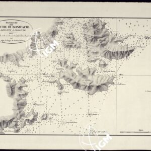 PORTOLANO DELLA SARDEGNA - CARTA IDROGRAFICA DELLA SARDEGNA LEVATA DAL CAVALIERE GIUSEPPE ALBINI CAPITANO DI VASCELLO NELLA MARINA DI S.M. SARDA - PASSAGGIO DELLE BOCCHE DI BONIFACIO TAVOLA XIII.