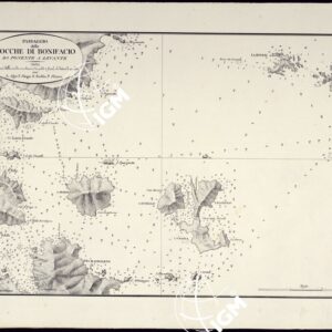 PORTOLANO DELLA SARDEGNA - CARTA IDROGRAFICA DELLA SARDEGNA LEVATA DAL CAVALIERE GIUSEPPE ALBINI CAPITANO DI VASCELLO NELLA MARINA DI S.M. SARDA - PASSAGGIO DELLE BOCCHE DI BONIFACIO TAVOLA XIV.