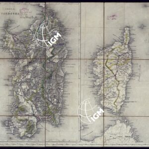CARTA COROGRAFICA DELL'ITALIA SUPERIORE E CENTRALE ALLA SCALA DI 1:600.000 ISOLA di SARDEGNA - FOGLIO 5 (recto e verso) - TELA A STACCHI