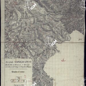 PIANO TOPOGRAFICO DELLE VALLI DI BRIANZONE DI QUEIRAS E DI PARTE DELL'UBAJE ED UBAJETTA IN FRANCIA - FOGLIO 4 CON QUADRO D'UNIONE.
