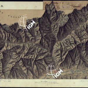 CARTA TOPOGRAFICA DEGLI STATI DI TERRA FERMA DI S.S.R.M. CARLO ALBERTO RE DI SARDEGNA FATTA DAL CORPO DELLO STATO MAGGIORE COMANDATO DAL TEN.TE GEN.LE B.NE DI MONTHOUX ALLA SCALA DI 1 50.000 1831 - FOGLIO H.9 AOSTA.