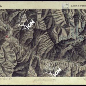 CARTA TOPOGRAFICA DEGLI STATI DI TERRA FERMA DI S.S.R.M. CARLO ALBERTO RE DI SARDEGNA FATTA DAL CORPO DELLO STATO MAGGIORE COMANDATO DAL TEN.TE GEN.LE B.NE DI MONTHOUX ALLA SCALA DI 1 50.000 1831 - FOGLIO L.7 S. JEAN MAURIENNE.