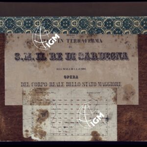 CARTA TOPOGRAFICA DEGLI STATI DI TERRA FERMA DI S.S.R.M. CARLO ALBERTO RE DI SARDEGNA FATTA DAL CORPO DELLO STATO MAGGIORE COMANDATO DAL TEN.TE GEN.LE B.NE DI MONTHOUX ALLA SCALA DI 1 50.000 1831 - COPERTINA QUADRO D'UNIONE.