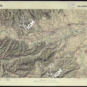 CARTA TOPOGRAFICA DEGLI STATI DI TERRA FERMA DI S.S.R.M. CARLO ALBERTO RE DI SARDEGNA FATTA DAL CORPO DELLO STATO MAGGIORE COMANDATO DAL TEN.TE GEN.LE B.NE DI MONTHOUX ALLA SCALA DI 1 50.000 1831 - FOGLIO N.12 NIZZA MONFERRATO.