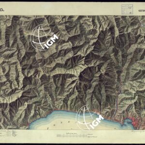 CARTA TOPOGRAFICA DEGLI STATI DI TERRA FERMA DI S.S.R.M. CARLO ALBERTO RE DI SARDEGNA FATTA DAL CORPO DELLO STATO MAGGIORE COMANDATO DAL TEN.TE GEN.LE B.NE DI MONTHOUX ALLA SCALA DI 1 50.000 1831 - FOGLIO P.13 GENOVA.