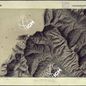 CARTA TOPOGRAFICA DEGLI STATI DI TERRA FERMA DI S.S.R.M. CARLO ALBERTO RE DI SARDEGNA FATTA DAL CORPO DELLO STATO MAGGIORE COMANDATO DAL TEN.TE GEN.LE B.NE DI MONTHOUX ALLA SCALA DI 1 50.000 1831 - FOGLIO Q.8 S. DALMAZZO-SELVATICO.