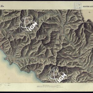 CARTA TOPOGRAFICA DEGLI STATI DI TERRA FERMA DI S.S.R.M. CARLO ALBERTO RE DI SARDEGNA FATTA DAL CORPO DELLO STATO MAGGIORE COMANDATO DAL TEN.TE GEN.LE B.NE DI MONTHOUX ALLA SCALA DI 1 50.000 1831 - FOGLIO Q.15  SESTRI LEVANTE.