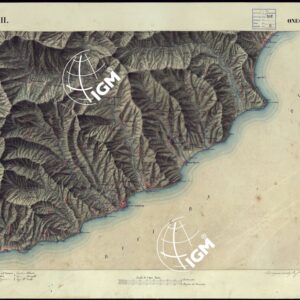 CARTA TOPOGRAFICA DEGLI STATI DI TERRA FERMA DI S.S.R.M. CARLO ALBERTO RE DI SARDEGNA FATTA DAL CORPO DELLO STATO MAGGIORE COMANDATO DAL TEN.TE GEN.LE B.NE DI MONTHOUX ALLA SCALA DI 1 50.000 1831 - FOGLIO S.11 ONEGLIA.