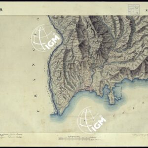 CARTA TOPOGRAFICA DEGLI STATI DI TERRA FERMA DI S.S.R.M. CARLO ALBERTO RE DI SARDEGNA FATTA DAL CORPO DELLO STATO MAGGIORE COMANDATO DAL TEN.TE GEN.LE B.NE DI MONTHOUX ALLA SCALA DI 1 50.000 1831 - FOGLIO T.9 NIZZA.