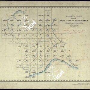 CARTA TOPOGRAFICA DEGLI STATI IN TERRAFERMA DI S.M. IL RE DI SARDEGNA ALLA SCALA DI 1 A 50.000 OPERA DEL CORPO REALE DELLO STATO MAGGIORE - QUADRO D'UNIONE