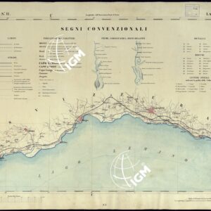 CARTA TOPOGRAFICA DEGLI STATI IN TERRAFERMA DI S.M. IL RE DI SARDEGNA ALLA SCALA DI 1 A 50.000 OPERA DEL CORPO REALE DELLO STATO MAGGIORE - FOGLIO N°II LAUSANNE + SEGNI CONVENZIONALI