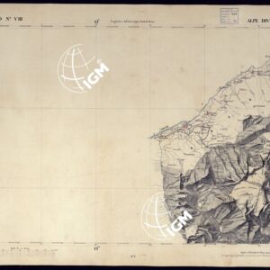 CARTA TOPOGRAFICA DEGLI STATI IN TERRAFERMA DI S.M. IL RE DI SARDEGNA ALLA SCALA DI 1 A 50.000 OPERA DEL CORPO REALE DELLO STATO MAGGIORE - FOGLIO N°VIII ALPE DIVEGLIA