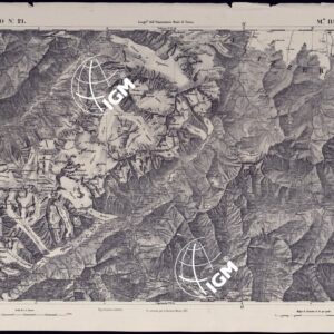 CARTA TOPOGRAFICA DEGLI STATI IN TERRAFERMA DI S.M. IL RE DI SARDEGNA ALLA SCALA DI 1 A 50.000 OPERA DEL CORPO REALE DELLO STATO MAGGIORE - FOGLIO N°21 - M. BIANCO