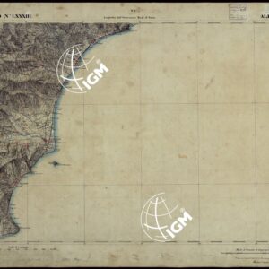 CARTA TOPOGRAFICA DEGLI STATI IN TERRAFERMA DI S.M. IL RE DI SARDEGNA ALLA SCALA DI 1 A 50.000 OPERA DEL CORPO REALE DELLO STATO MAGGIORE - FOGLIO N°LXXXIII ALBENGA