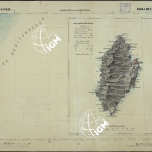 CARTA TOPOGRAFICA DEGLI STATI IN TERRAFERMA DI S.M. IL RE DI SARDEGNA ALLA SCALA DI 1 A 50.000 OPERA DEL CORPO REALE DELLO STATO MAGGIORE - FOGLIO N°LXXXIX ISOLA DI CAPRAIA