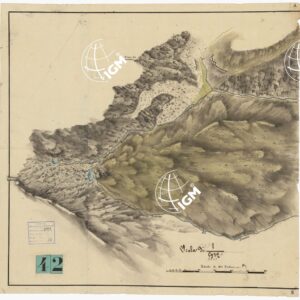 PLAN TOPOGRAPHIQUE D'UNE PORTION DU GRAND MONTCEN QUI COMPREND DEPUIS LA GRANDE CROIX JUSQU'A LA FIN DE LA PLAINE DE S. NICOLAS AVEC LA DEMONSTRATION DES RIVES ET MONTAGNES CONTIGUES. LEVE SUR LES LIEUX PAR L'INGENIEUR AUDE' JACQUE - ALLEGATO "A"