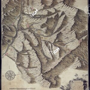 PLAN ET ENVIRONS DES RETRANCHEMENTS DES COLS DE FENETRES, ET FATIERES DEPUIS LA VALLETTE JUSQUE AUX HAUTEURS DE FENESTRELLE OU SE TROUVENT LES CHEMINS DE COMUNICATION DES DITS RETRANCHEMENTS AU CAMP DE CATTINAL.