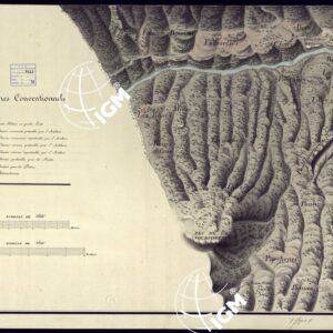 PLAN GEOMETRIQUE DES ENVIRONS DE L'ANCIEN FORT DE BARD DUCHE' D'AOSTA. LEVE SUR UN RAYON DE 2.600 METRES A'L'EHCELLE DE 1:5.000 PAR M. BASSO DESSINATEUR A' L'ETAT MAJOR GENERAL L'AN 1819. FOGLIO 3.