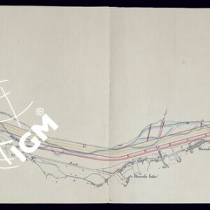 STRADE FERRATE LINEA DA GENOVA A TORINO SEZIONE DA GENOVA AI GIOVI PIANO RELATIVO AL TRATTO DI STRADA FERRATA DISCORRENTE SULLA SPONDA SINISTRA DEL TORRENTE POLCEVERA FRA S. PIER D'ARENA E BOLZANETTO CON LA TRACCIA DEL NUOVO ARGINAMENTO DEL TORRENTE.