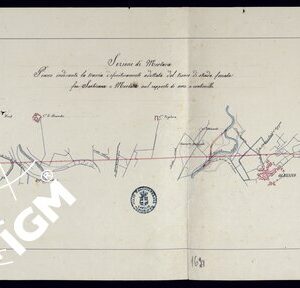 SEZIONE DI MORTARA PIANO INDICANTE LA TRACCIA DEFINITIVAMENTE ADOTTATA DEL TRONCO DI STRADA FERRATA FRA SARTIRANA E MORTARA SUL RAPPORTO DI UMO A VENTIMILLE.