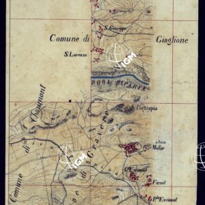 VALLE DELLA DORA EXILLES MINUTE AL 10.000. RILIEVI ESEGUITI NEL 1864 ALLIEVI INGEGNERI DEL R. CORPO DEL GENIO CIVILE ALLA SCALA DI 1 A 10.000 - FOGLIO 15.