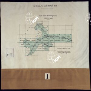 VALLI DELLA DORA RIPARIA SITUAZIONE DAL 1860 AL 1871 RILIEVI AL 10.000 - QUADRO D'UNIONE 1.