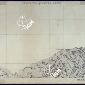 VALLI DELLA DORA RIPARIA SITUAZIONE DAL 1860 AL 1871 RILIEVI AL 10.000 PUNTA DEI QUATTRO DENTI - FOGLIO 7.