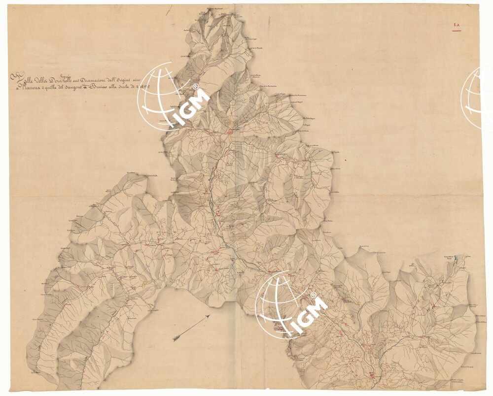 VALLE DELLA DORA RIPARIA COLLE SUE DIRAMAZIONI DALL'ORIGINE SINO A PIANEZZA E QUELLA DEL SANGONE SINO A BRUINO ALLA SCALA 1 A 37.952 - FOGLIO 2