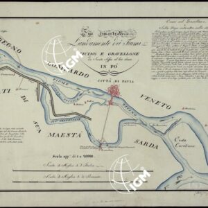 TIPO DIMOSTRATIVO L'ANDAMENTO DEI FIUMI TICINO E GRAVELLONE DA SANTA SOFFIA AL LORO SBOCCO IN PO'