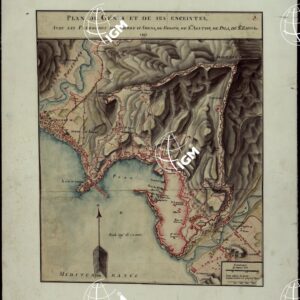 PLAN DE GENES ET DE SES ENCEINTES AVEC LE FAUBOURGS DE S. PIERRE D'ARENA, DE BISAGNO, DE S. AGATHE, DE PILA, DE S. ZIRO, ecc., 1747.