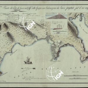 PIANTA DEL GOLFO DI LERICI NEL GOLFO DELLA SPEZIA CON L'INDICAZIONE DEI LAVORI PROGETTATI PER IL SUO MIGLIORAMENTO - DUCATO DI GENOVA PORTO DI LERICI.