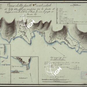 PIANO DELLA PARTE OCCIDENTALE DEL GOLFO DELLA SPEZIA COMPRESE LA PUNTA DI PANIGAGLIA ED IL TORRENTE DI S.VITO DI MOROLA PER SERVIRE AL PROGETTO DEI 9 DICEMBR 1817- DUCATO DI GENOVA 1° DIPARTIMENTO DI MARINA LITTORALE DI LEVANTE GOLFO DELLA SPEZIA.