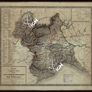 CARTA COROGRAFICA FISICA DEGLI STATI SARDI IN TERRAFERMA D.A. LUIGI DE BARTOLOMEIS MAGGIORE NEL R. CORPO DI STATO MAGGIORE GENERALE.