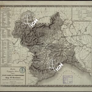 CARTA COROGRAFICA FISICA DEGLI STATI SARDI IN TERRAFERMA DA LUIGI DE BARTOLOMEIS MAGGIORE NEL R. CORPO DI STATO MAGGIORE GENERALE.