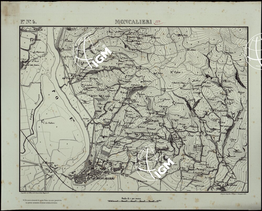 TORINO E DINTORNI - F°.N°. 5. MONCALIERI (CON SFUMO)